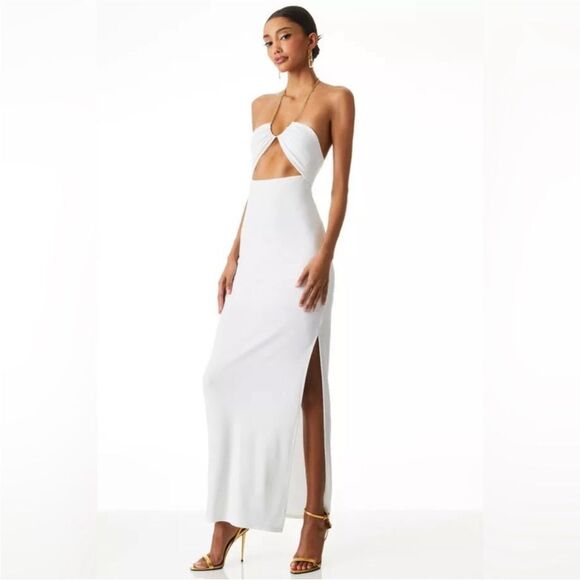 Alice + Olivia Halter Maxi Dress size 2 NWT $350 Off White - Picture 2 of 4